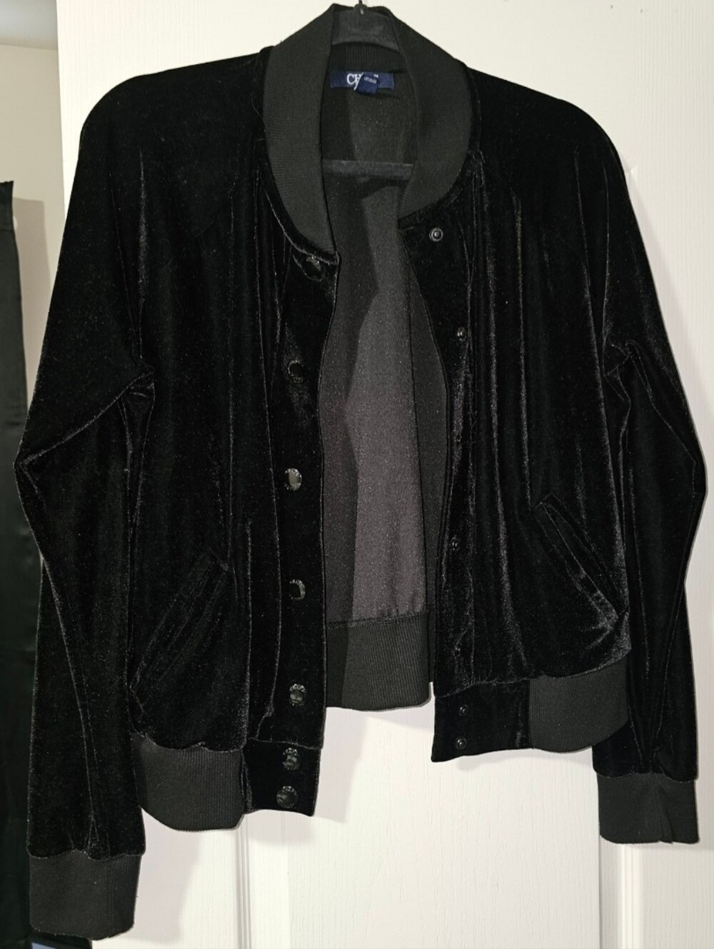 Velvet Bomber Jacket - Black